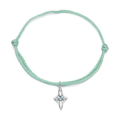 Celestial Cross Charm Cord Bracelet