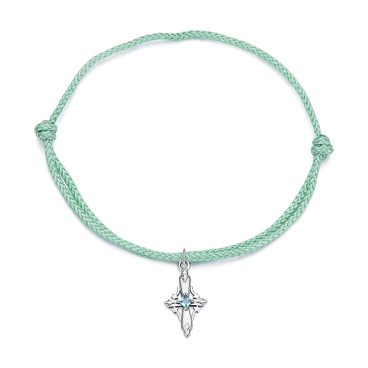 Celestial Cross Charm Cord Bracelet
