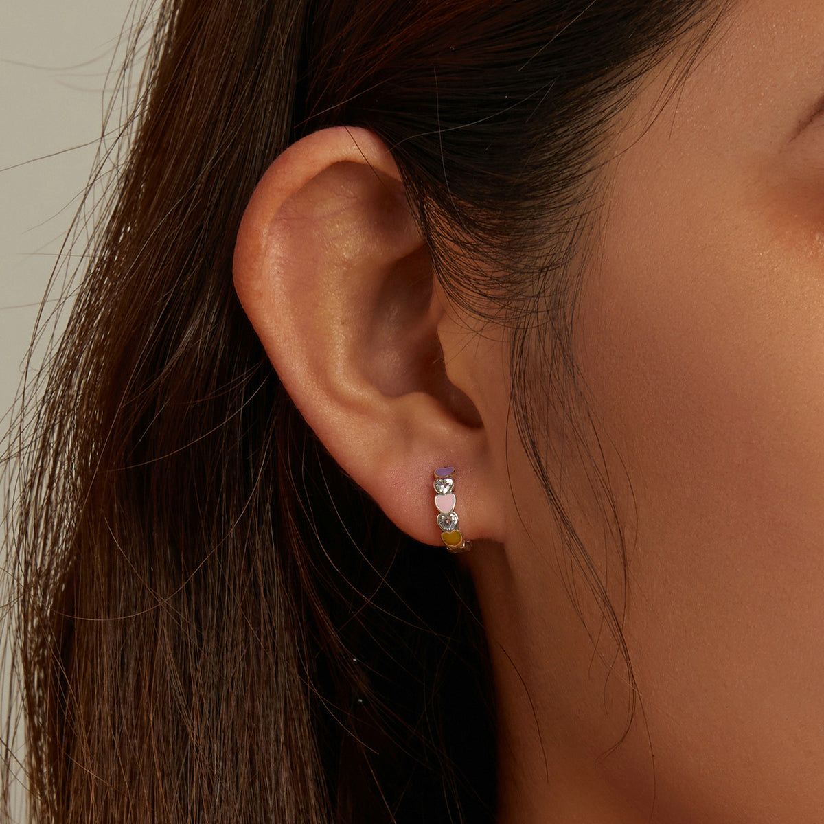 Rainbow Heart Ear Climbers