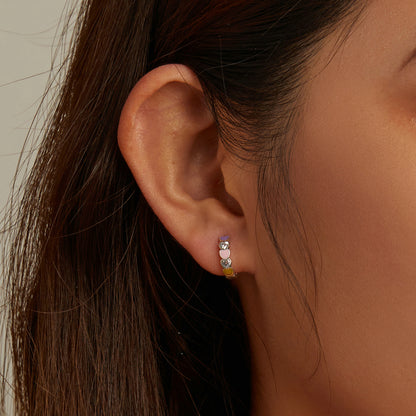 Rainbow Heart Ear Climbers