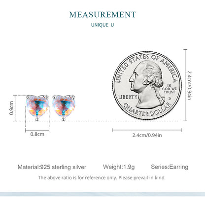 Heart-shaped Iridescent Glass Studs