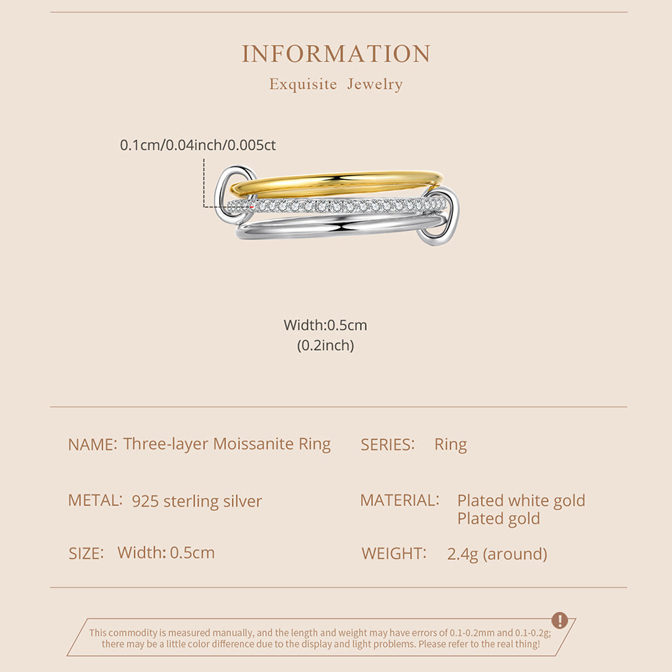 Triple Stacked Moissanite Ring