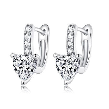 Sparkling Heart Clip Earrings
