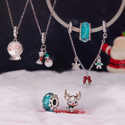 Christmas Crystal Ball Pendant  Charm