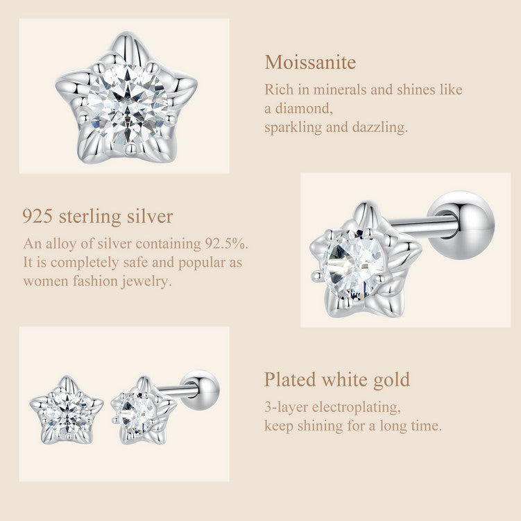 Spiral Ball Moissanite Studs (Star)