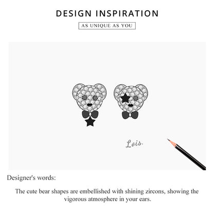 Compact Bear Hoop Earrings