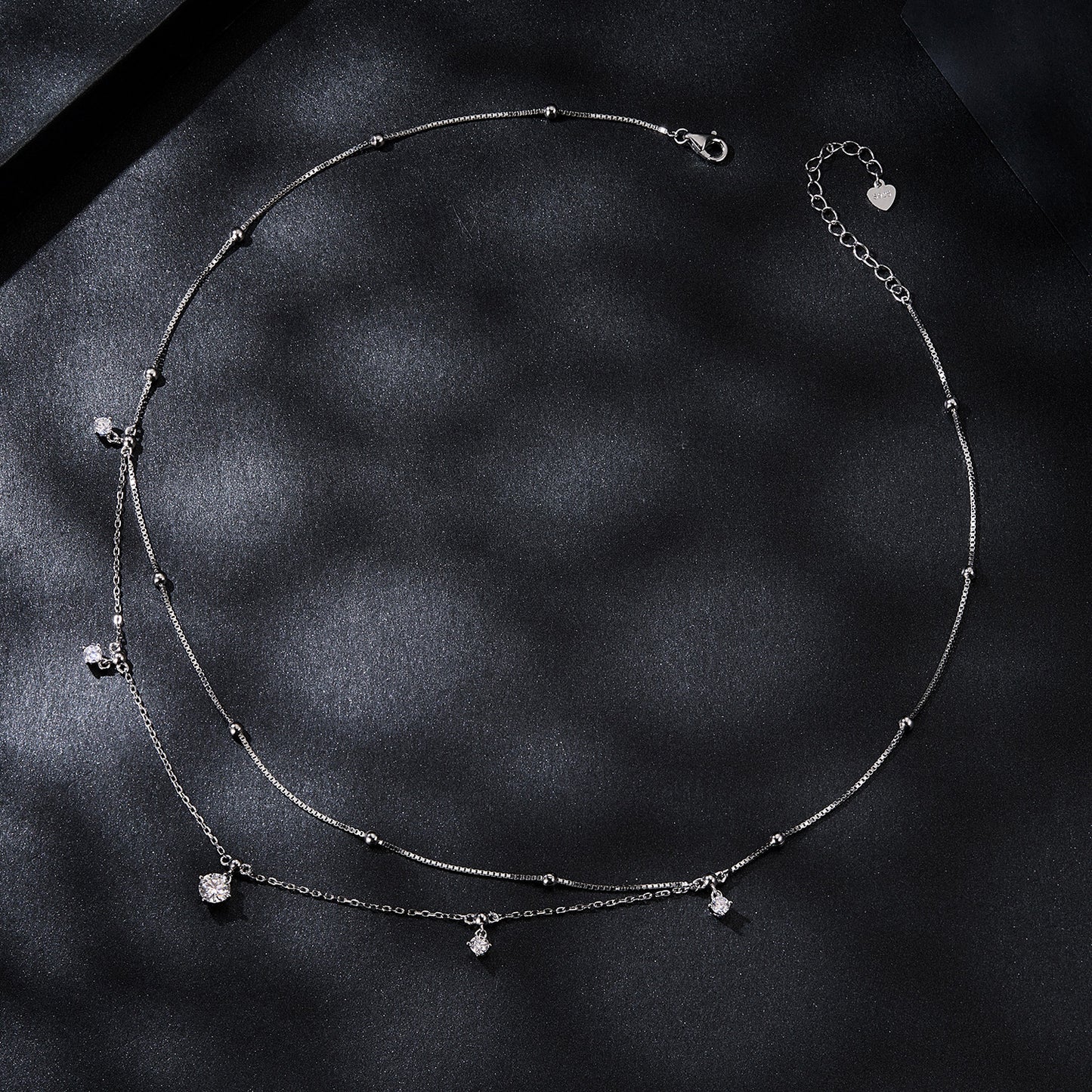 Double-Layer Tassel Moissanite Necklace