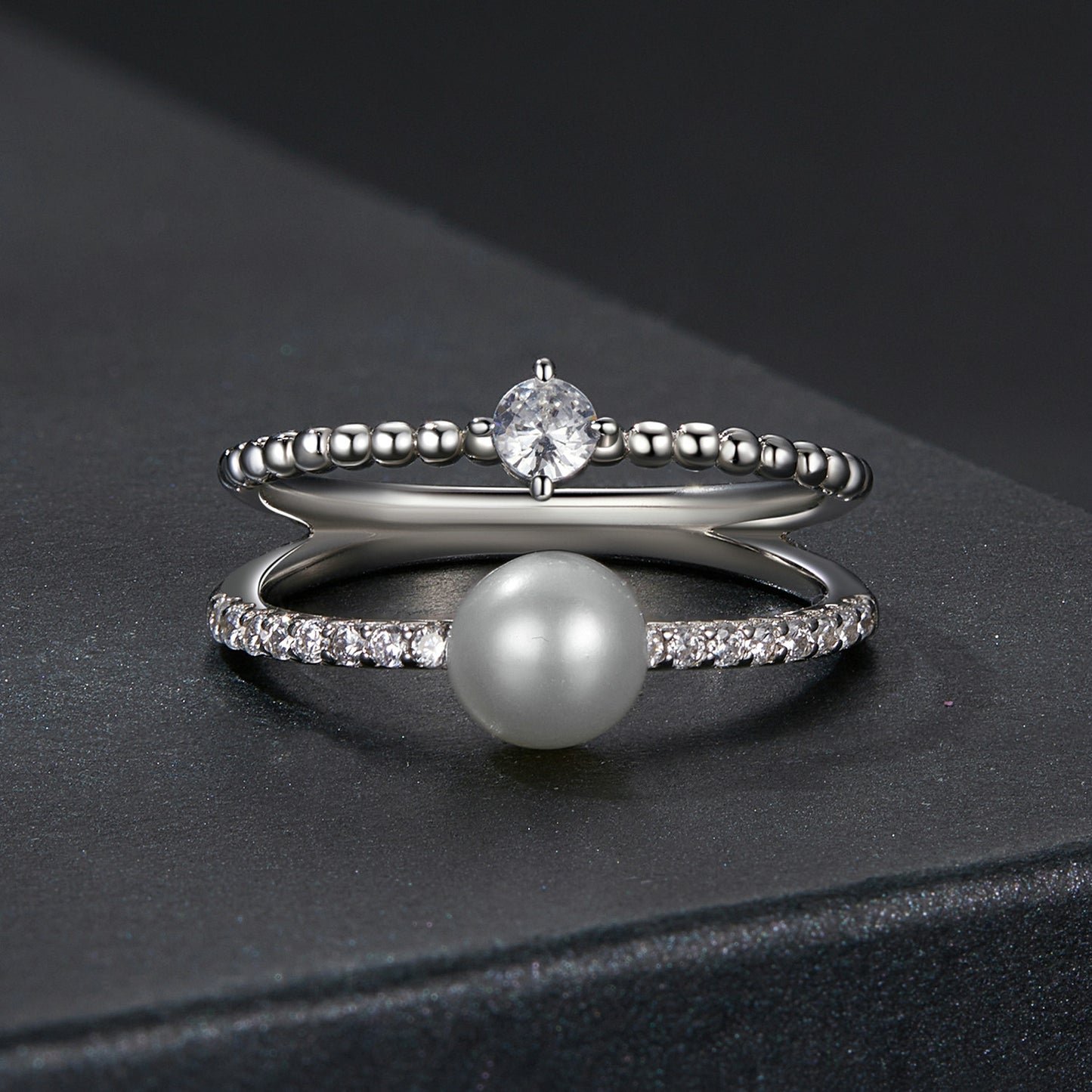 Pearl Moissanite Ring