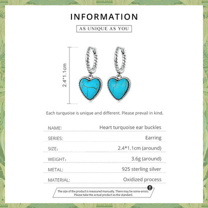 Heart Turquoise Clip Earrings