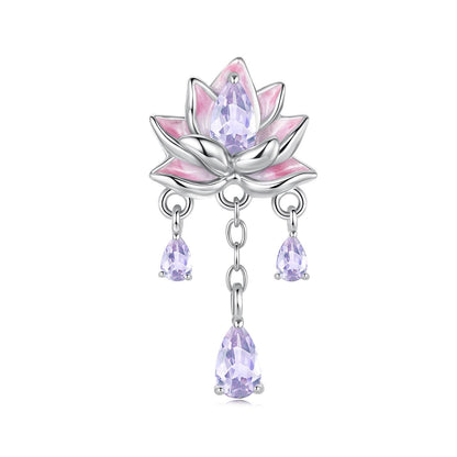 Pink Purple Lotus Tassel Silicone Beads Charm