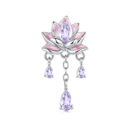 Pink Purple Lotus Tassel Silicone Beads Charm