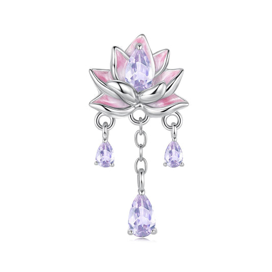 Pink Purple Lotus Tassel Silicone Beads Charm
