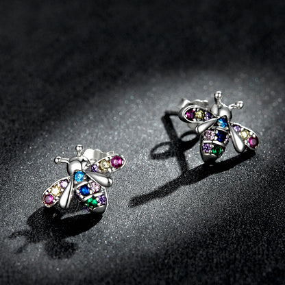 Iridescent Bee Stud Earrings