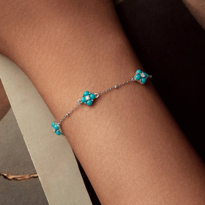 Turquoise Clover Charm Bracelet
