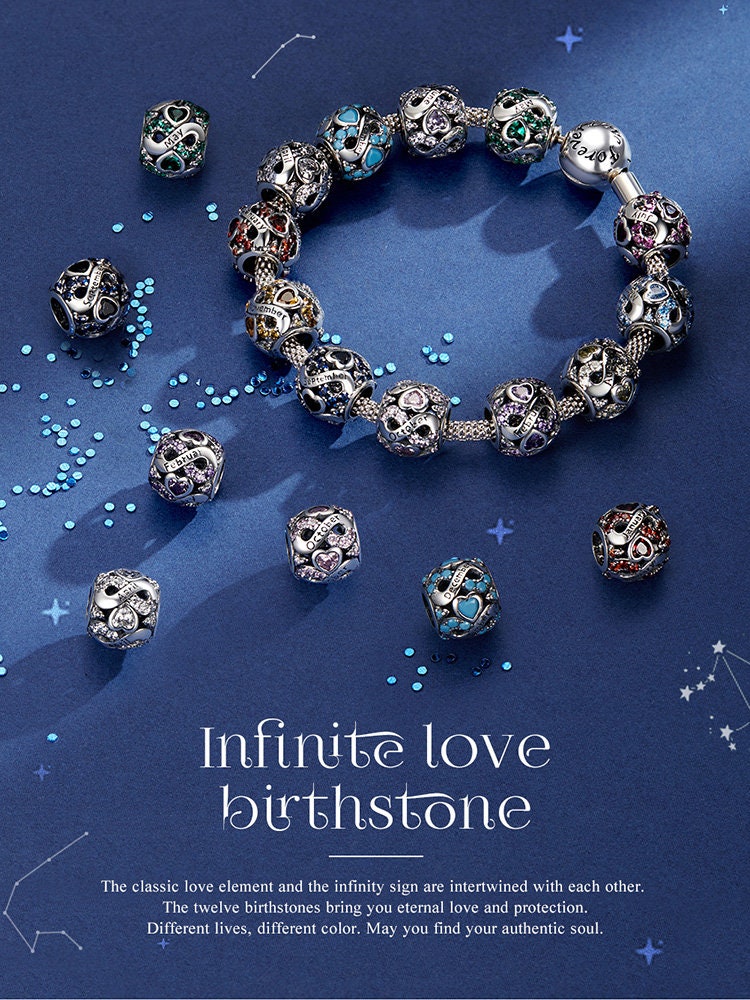 Infinity Love Birthstone Charm