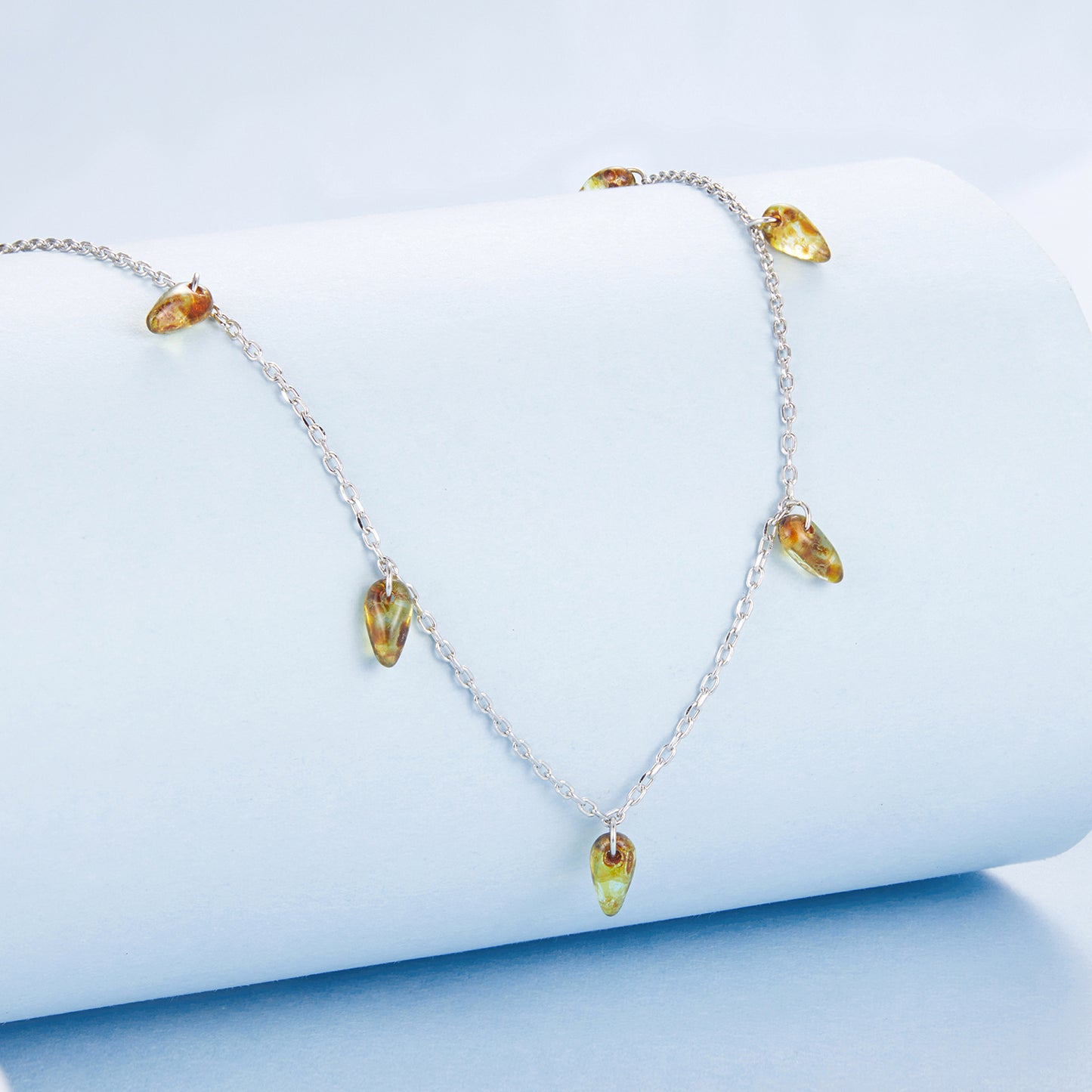 Amber Fringe Neck Chain Necklace