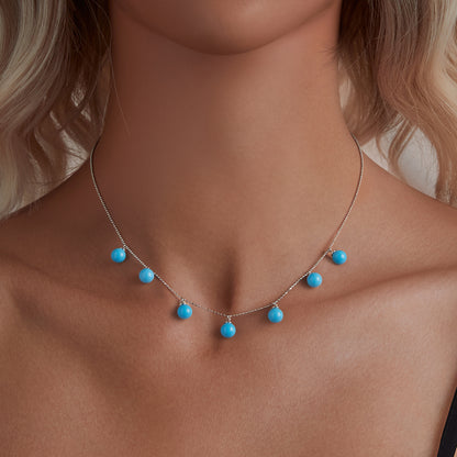 Blue Turquoise Collarbone Chain Necklace