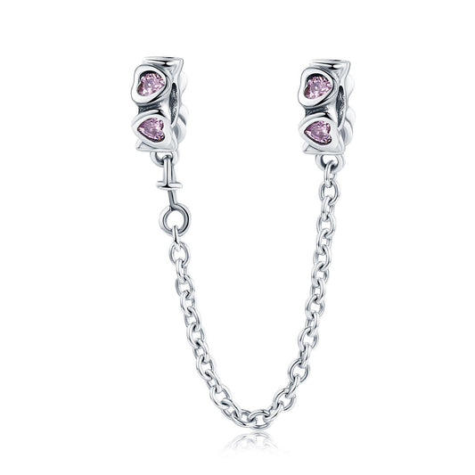 Elegant Heart Safety Chain Charm