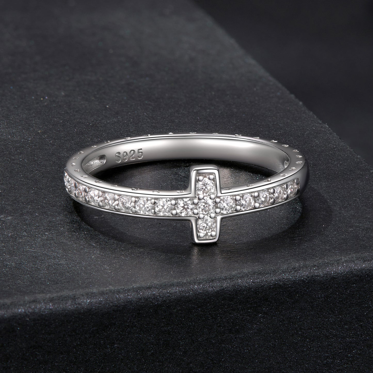 Cross Moissanite Ring