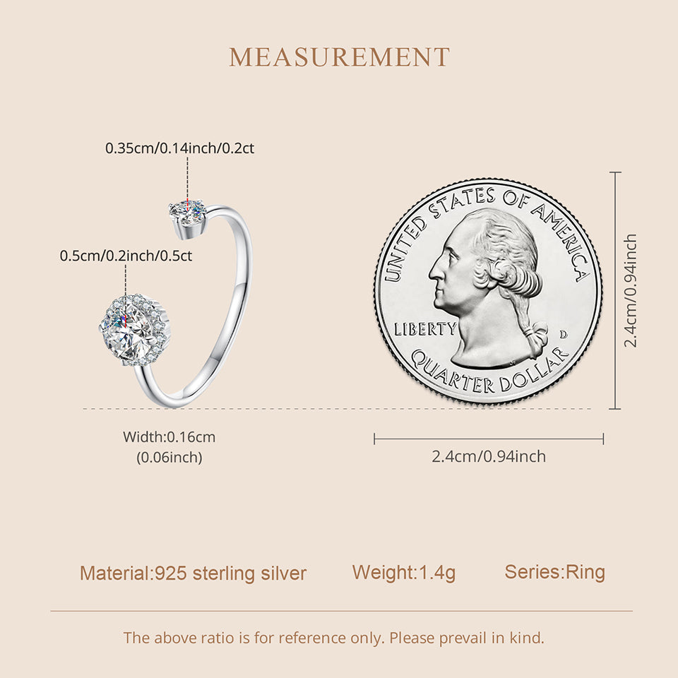 Sparkling Moissanite Adjustable Ring