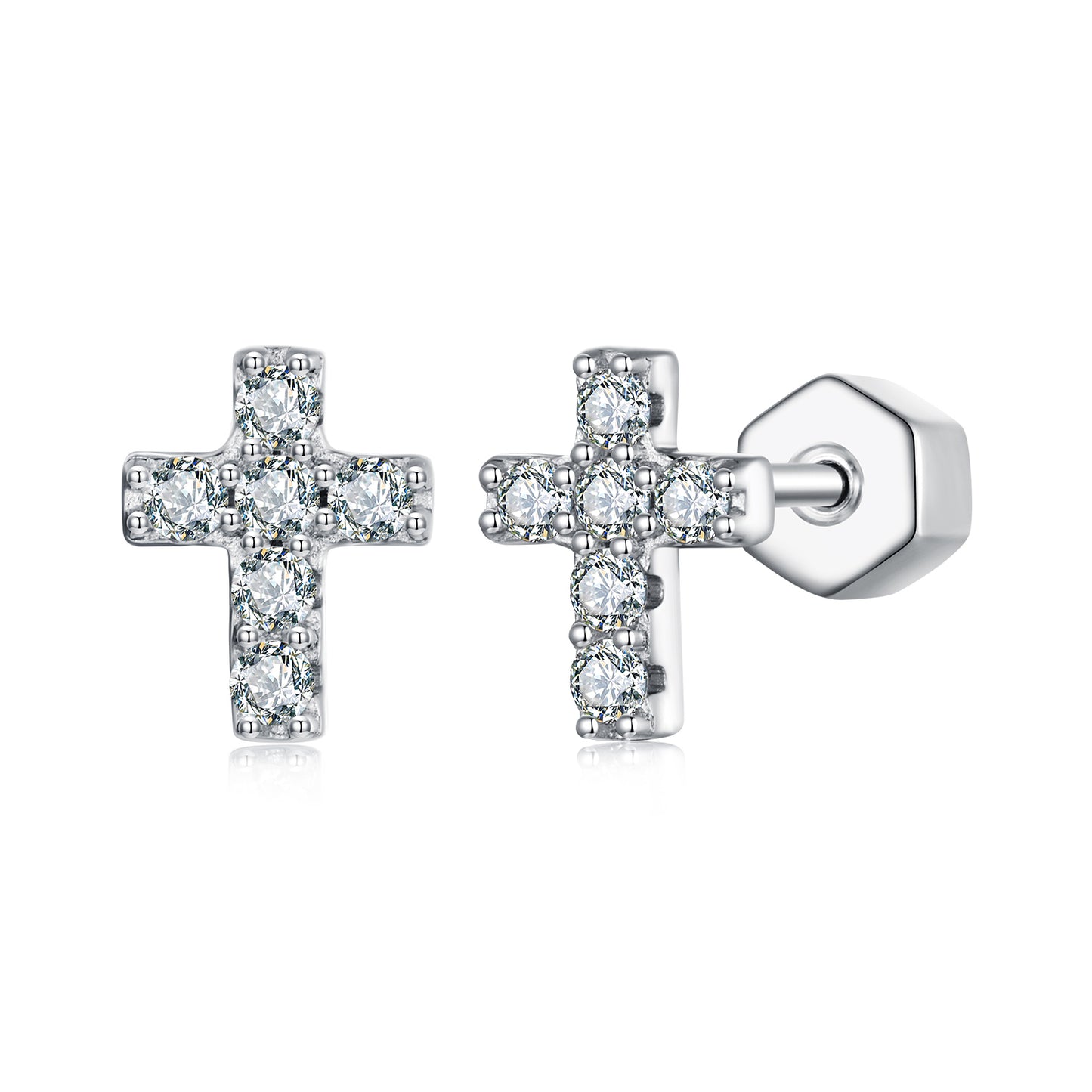 Cross Design Moissanite Studs