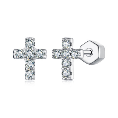 Cross Design Moissanite Studs