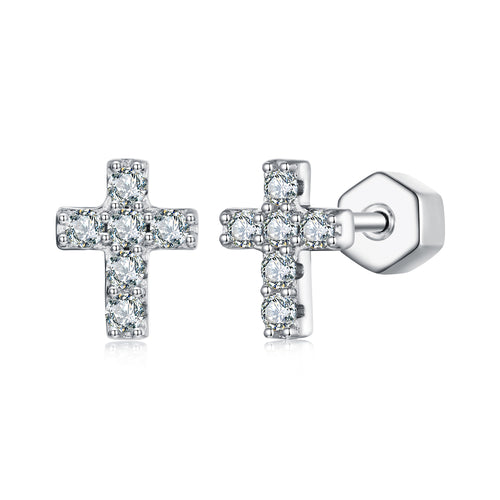 Cross Design Moissanite Studs