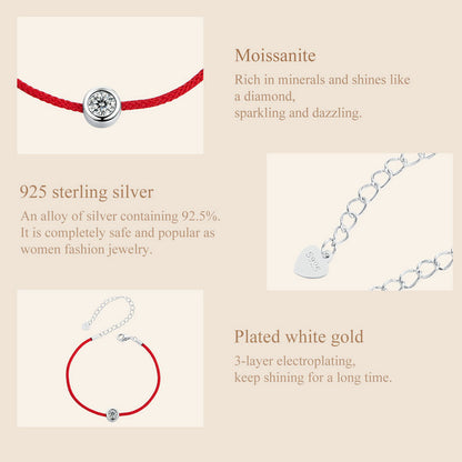 Deluxe Red Cord Moissanite Bracelet