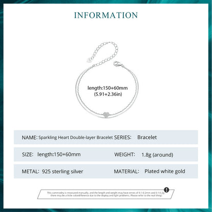 Double-Layer Sparkling Heart Bracelet