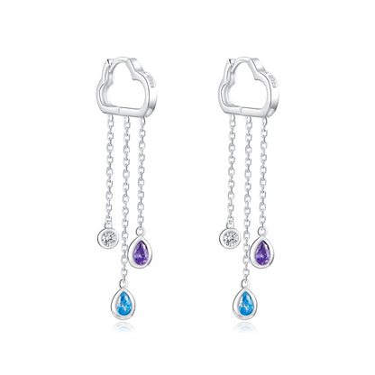 Cloud Raindrop Hoop Earrings
