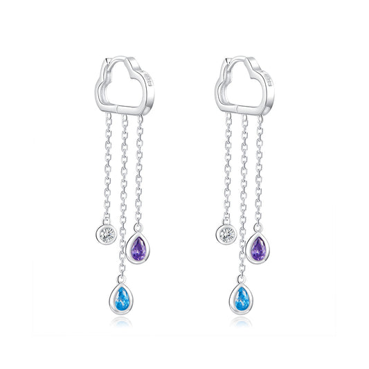 Cloud Raindrop Hoop Earrings