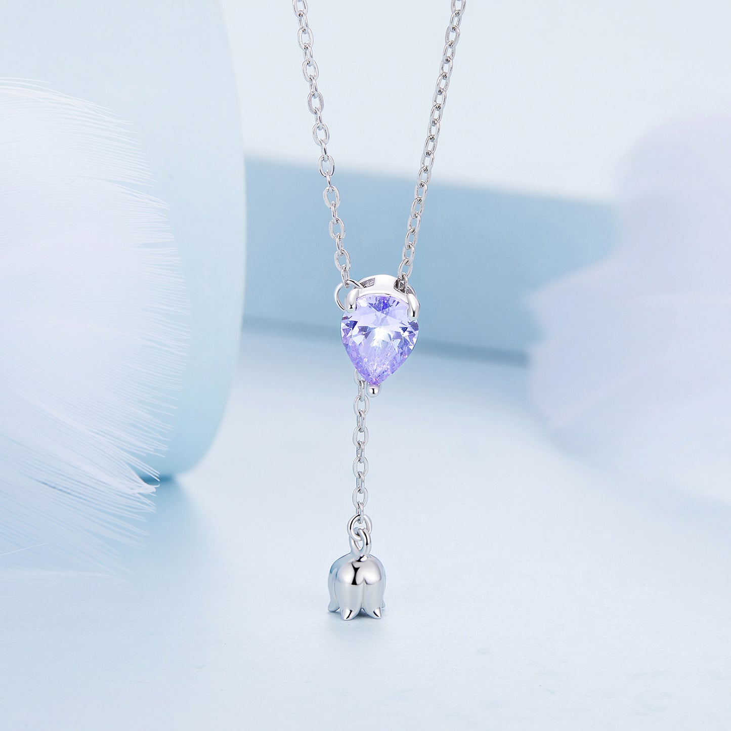 Purple Zircon Lily of the Valley Necklace