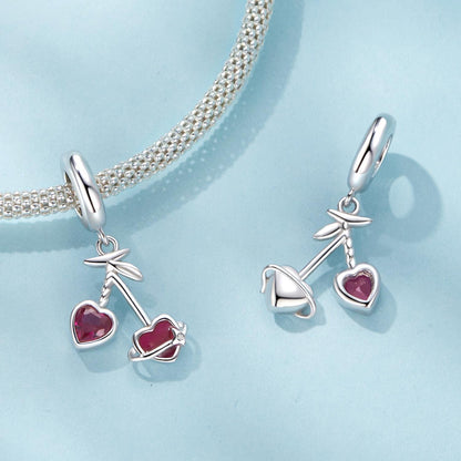 Heart Cherry Pendant Charm