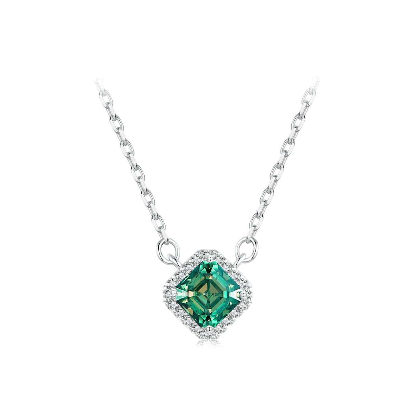 0.6ct Emerald-Cut Green Moissanite Necklace