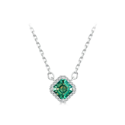0.6ct Emerald-Cut Green Moissanite Necklace