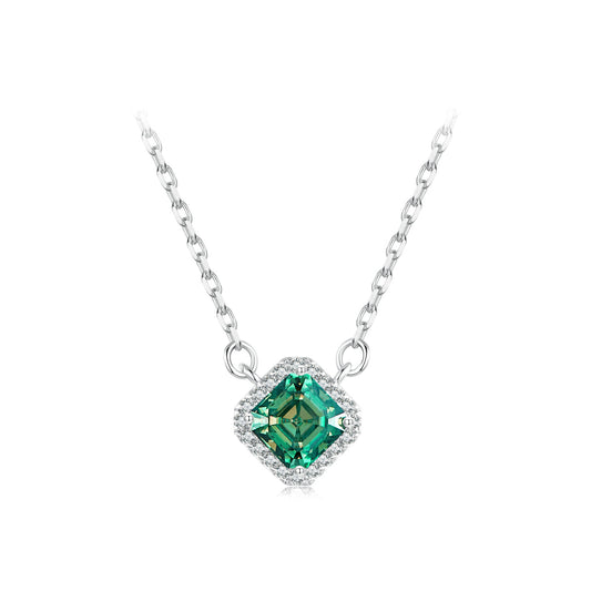 0.6ct Emerald-Cut Green Moissanite Necklace