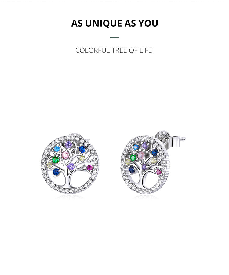Rainbow Tree Stud Earrings