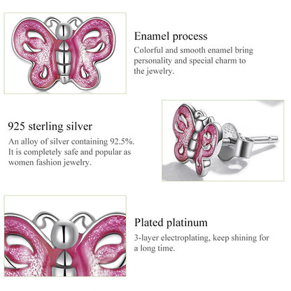 Pink Butterfly Stud Earrings