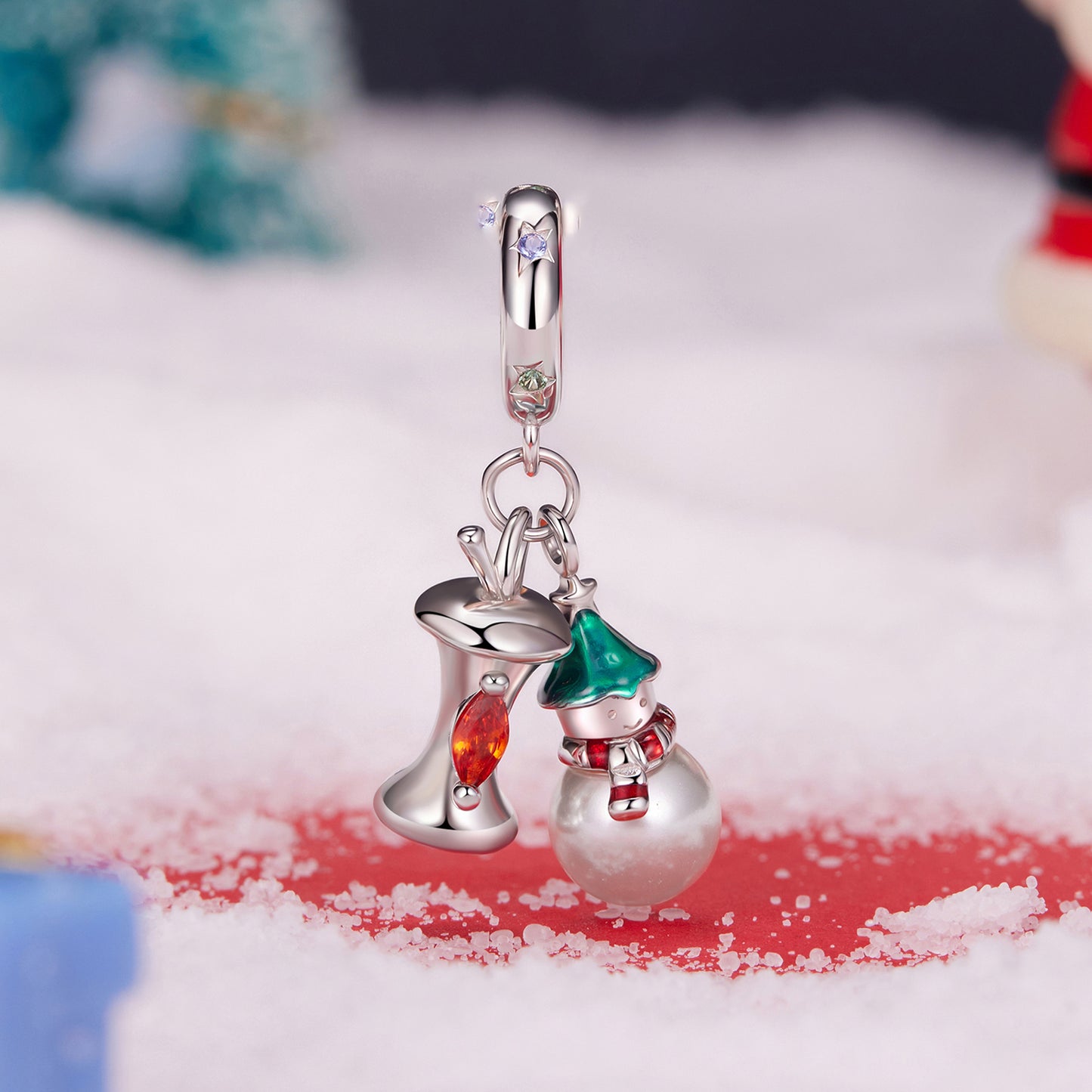 Christmas Snowman Apple Pendant  Charm