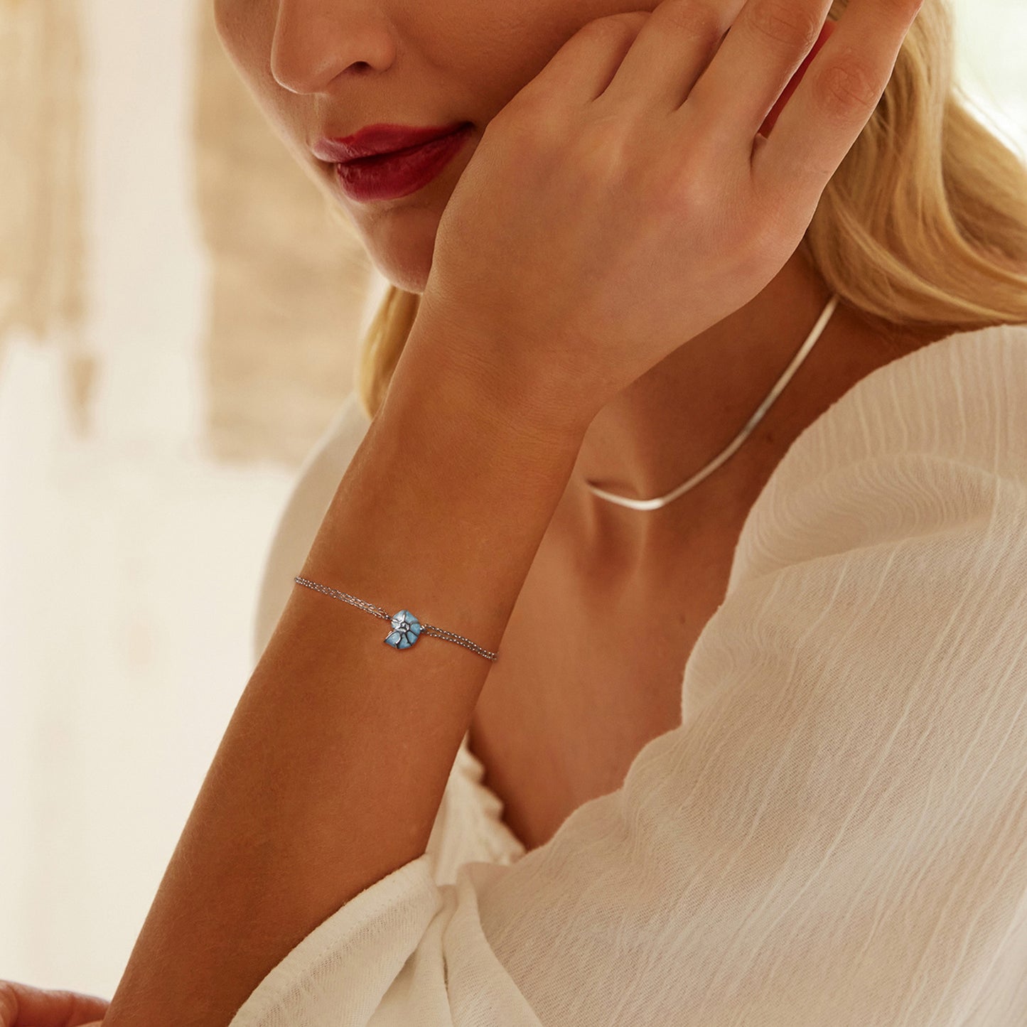 Ocean Blue Shell Charm Bracelet