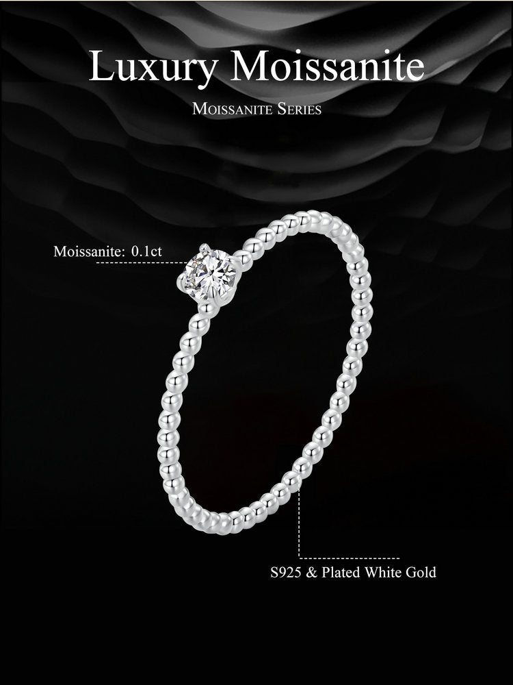 Stackable Beaded Moissanite Ring