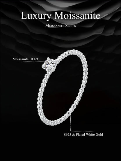 Stackable Beaded Moissanite Ring