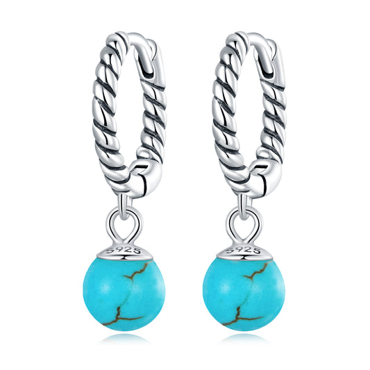 Round Turquoise Clip Earrings