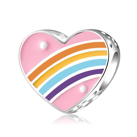 Rainbow Pink Hearts Charm