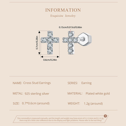 Cross Design Moissanite Studs