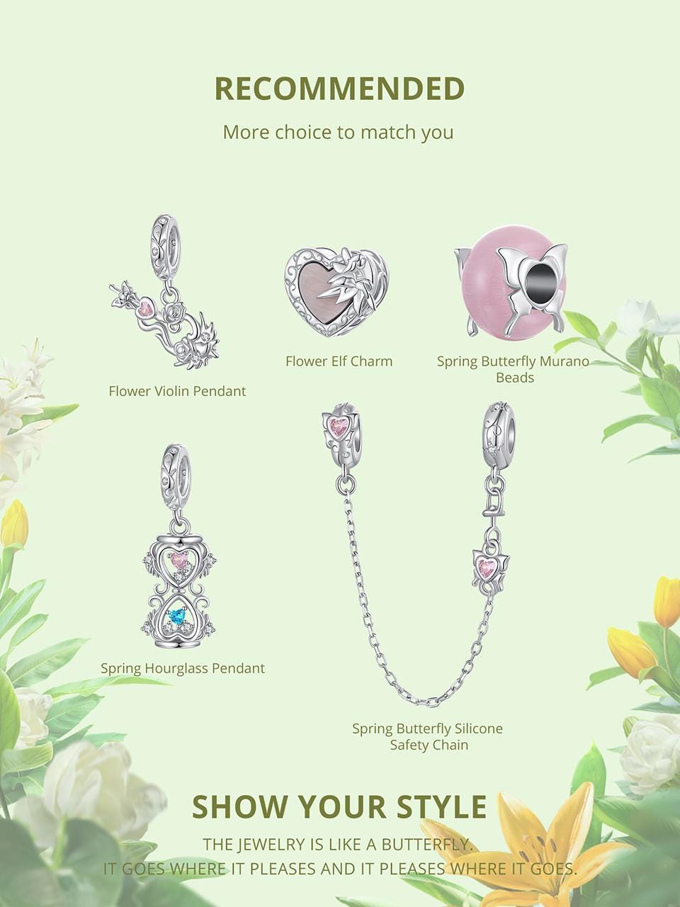Spring Butterfly Murano Beads Charm