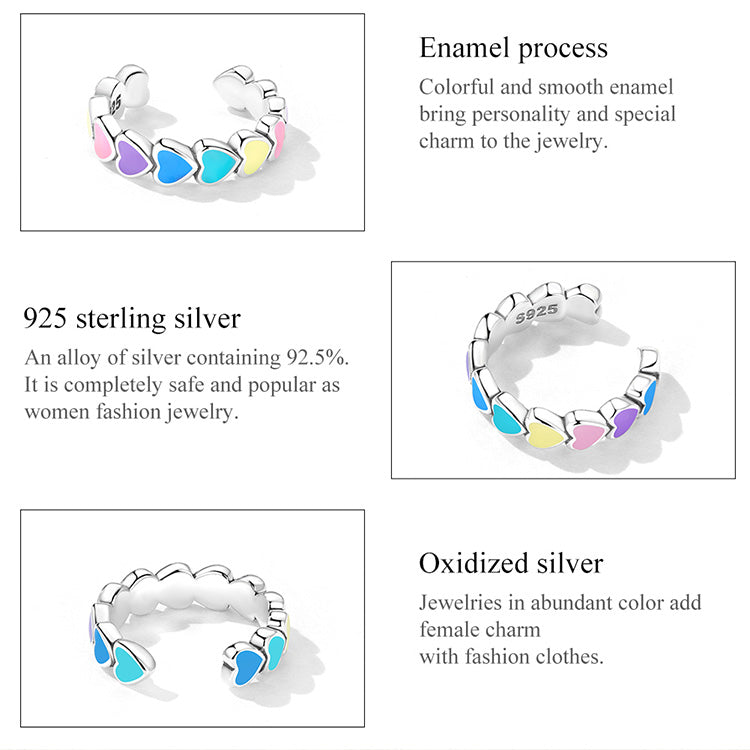 Rainbow Heart Ear Cuff