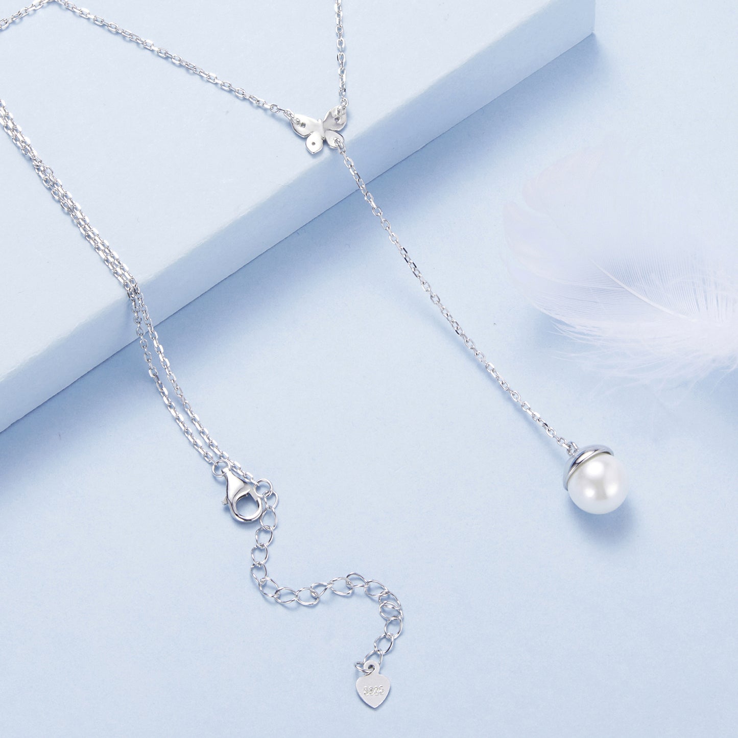 Butterfly and Pearl Necklace