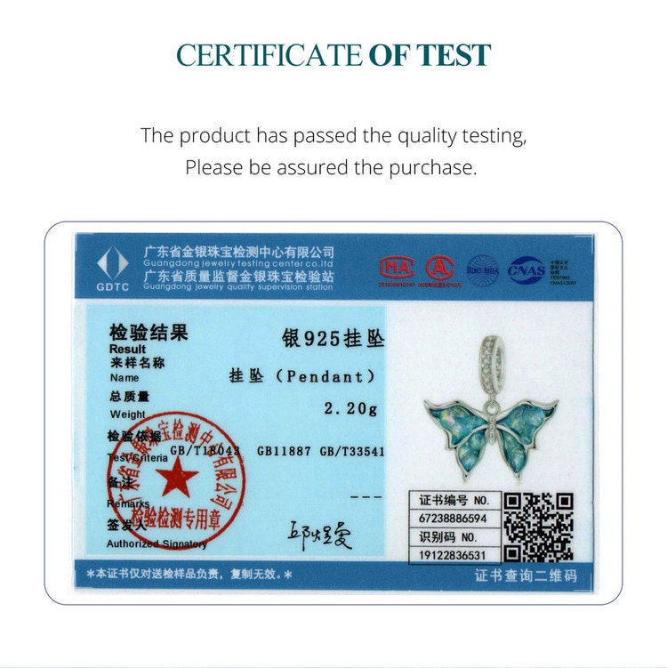 Blue Sparkling Butterfly Pendant Charm