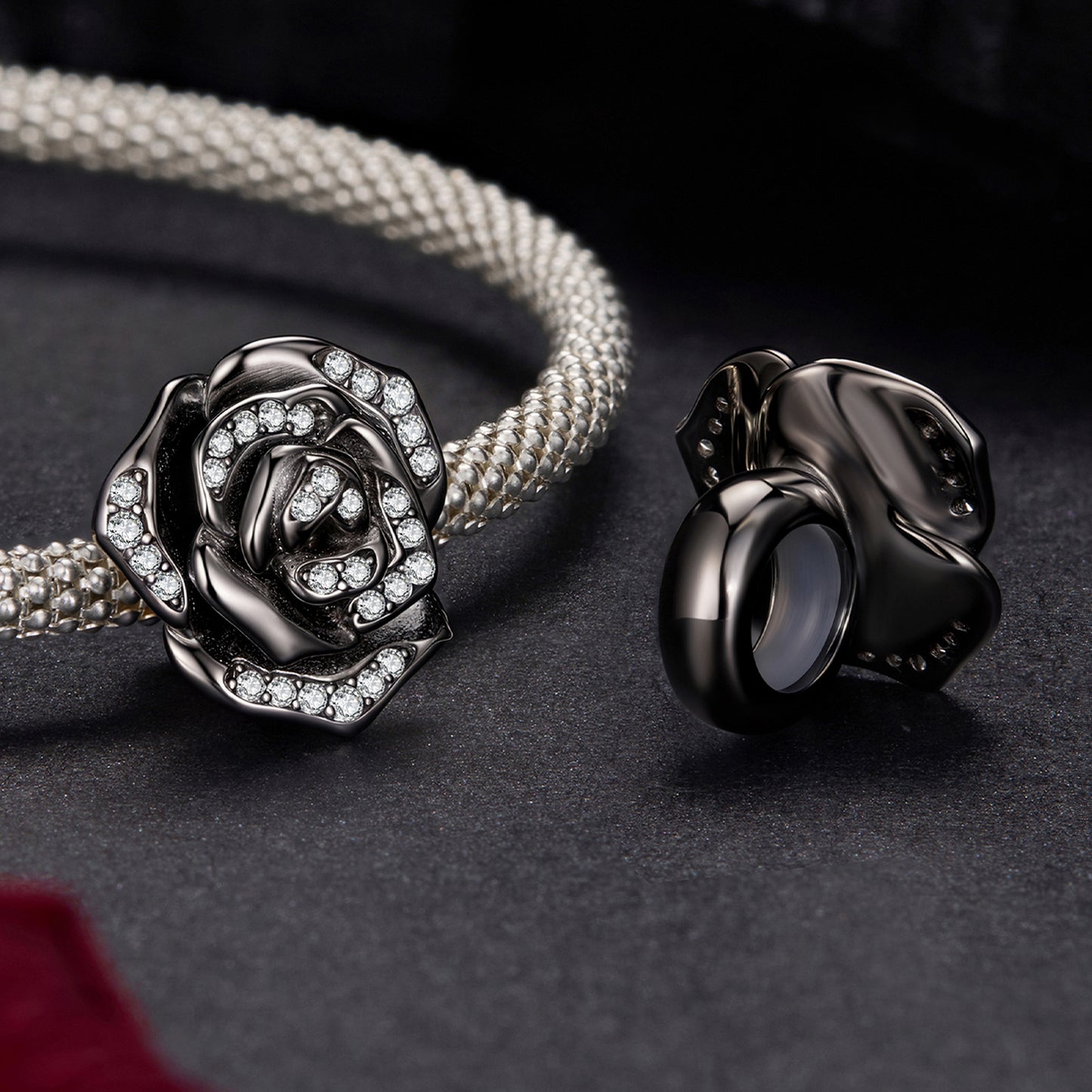 Midnight Rose Silicone Beads Charm